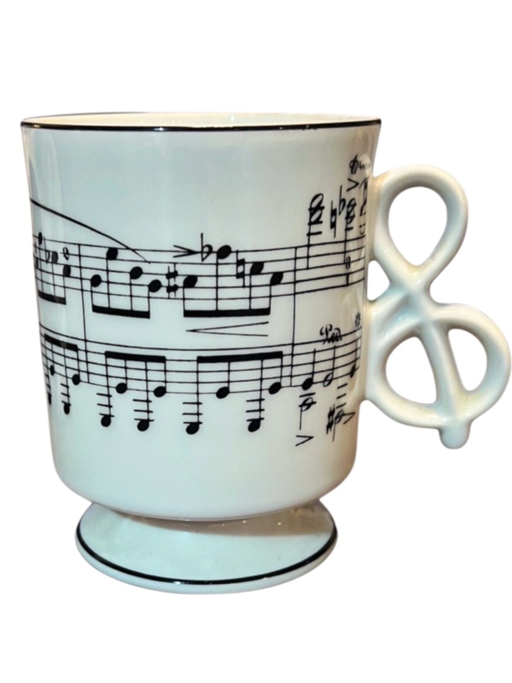 Music Notes with Treble Clef Handle 8oz Ceramic Gift Mug